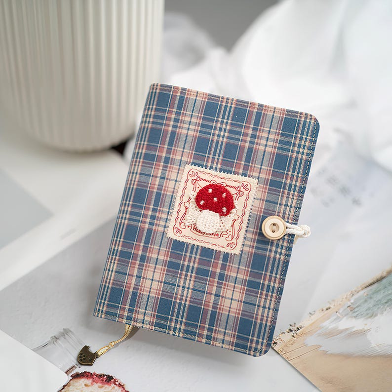 Carnet de notes en tissu brodé rouge A5 A6, intercalaires rechargeables, classeur économique