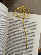 Marque-page rose en fil de fer 15cm - Noir ou doré