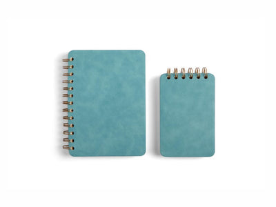 Carnet à spirales bleu - Mini journal - Housse en cuir PU - Reliure supérieure ou latérale - 3,5 x 5,5 ou 5 x 7 pouces