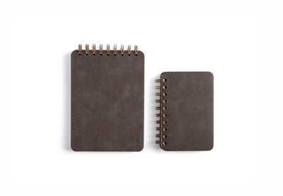 Cahier à spirales gris à couverture souple | Reliure supérieure ou latérale | Mini-journal 3,5 x 5,5
