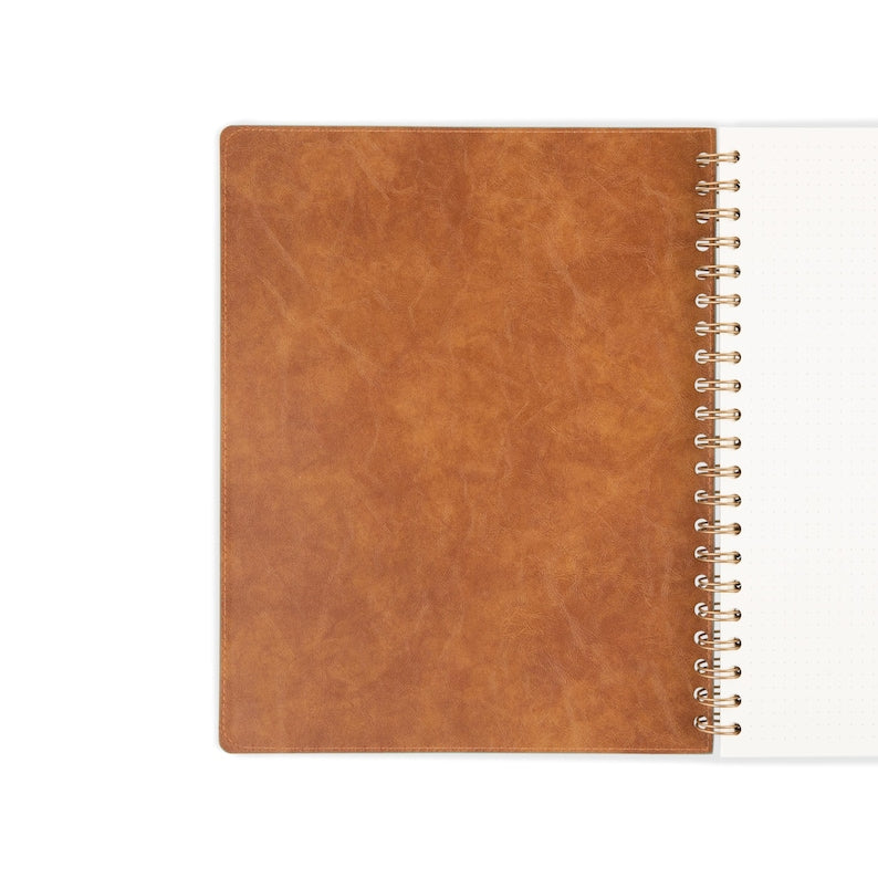 Cahier à spirales blanc couverture souple cuir PU 7x9 po ou 8,5x11 po 180 ou 280 pages