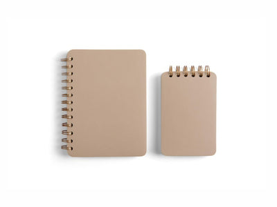 Cahier à spirales beige en cuir PU A5 B6 3,5x5,5 pouces 180 pages