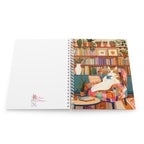 Cahier à spirale chat orange confortable avec coin lecture, 128 pages lignées, 90g