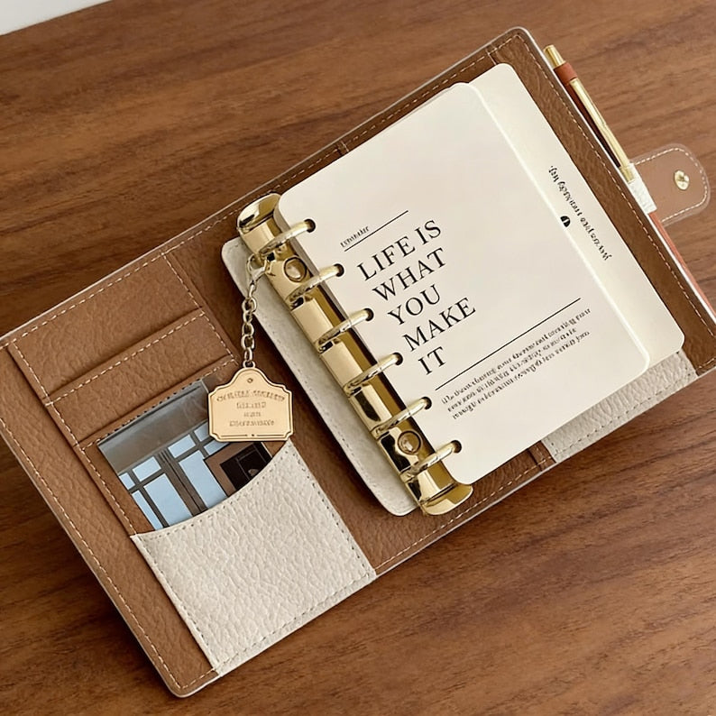 Carnet de notes A7 en cuir souple, rechargeable, bloc-notes de poche portable, 14x11 cm