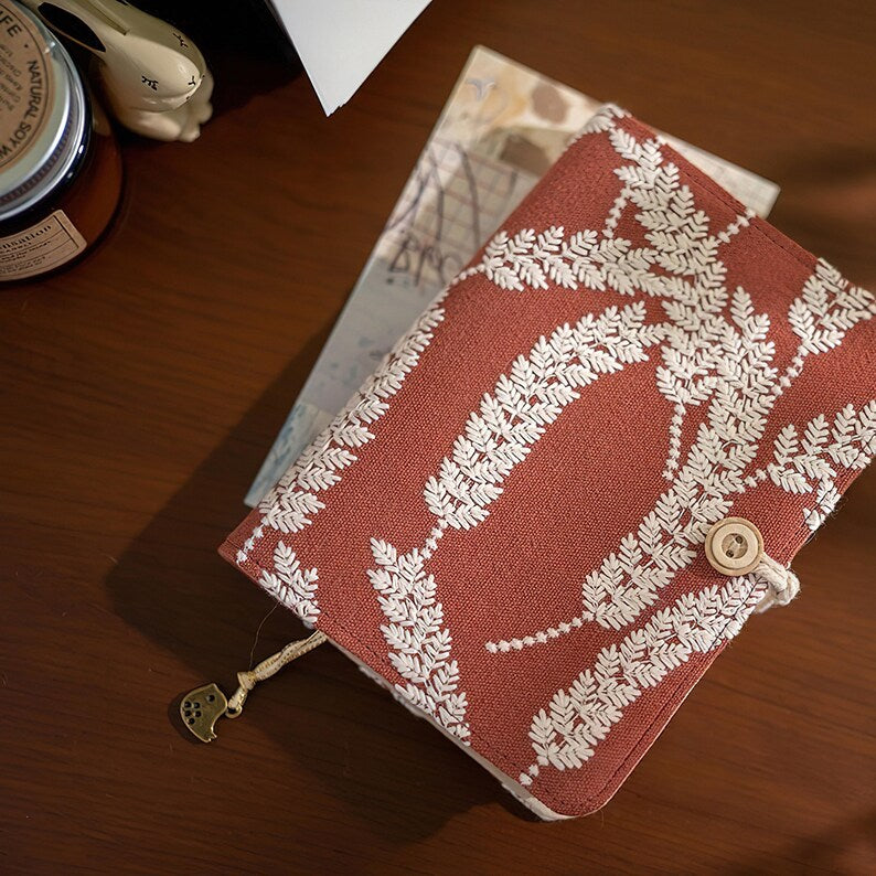 Journal en tissu brodé A5 A6 rustique, cahier vintage épis de blé, inserts rechargeables, planificateur de budget