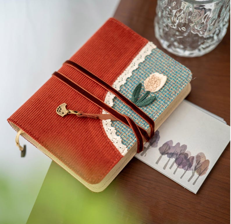 Cahier de reliure A5 A6 en velours côtelé, journal vintage rechargeable, reliure budgétaire