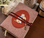Carnet de notes brodé lapin vintage, velours côtelé, agenda rechargeable A5 A6, couverture en tissu artisanal