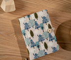 Carnet brodé arbres A5 A6, couverture lin, feuilles mobiles, journal nature