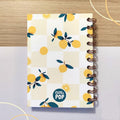 Carnet de notes A6 à spirales, papier quadrillé à pois, 160 pages, 100 g, citron été