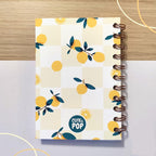 Carnet de notes A6 à spirales, papier quadrillé à pois, 160 pages, 100 g, citron été