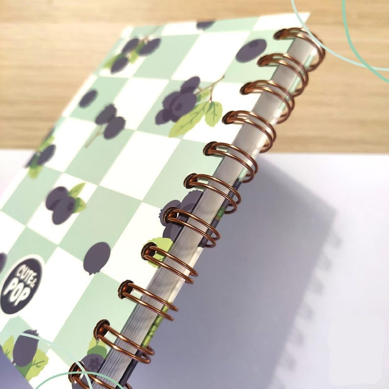 Carnet de notes A6 à spirales, papier quadrillé à pois, 160 pages, 100 g, violet