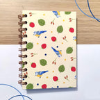 Carnet de notes A6 à spirales, papier quadrillé à pois, 160 pages, couverture douce, motif petit oiseau