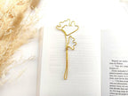 Marque-page trombone en fil d'aluminium martelé à la main - Feuilles de monstera, ginko, hibiscus, perce-neige - 11/12 cm