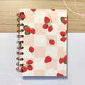 Carnet de notes A6 à spirales, papier quadrillé à pois, fraise rose