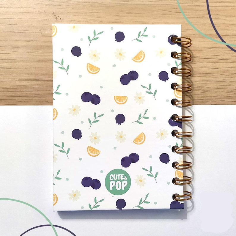 Carnet de notes A6 à spirales, papier quadrillé à pois 100 g, 160 pages, ambiance printanière