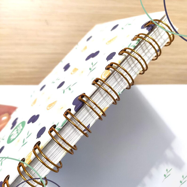 Carnet de notes A6 à spirales, papier quadrillé à pois 100 g, 160 pages, ambiance printanière