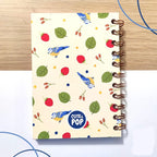 Carnet de notes A6 à spirales, papier quadrillé à pois, 160 pages, couverture douce, motif petit oiseau