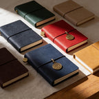 Mini carnet de voyage en cuir véritable, carnet de poche rechargeable, carnet de croquis vintage, noir et camel