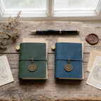 Carnet de voyage en cuir véritable rechargeable format poche, carnet de croquis vintage, vert ou bleu
