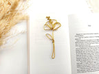 Marque-page trombone en fil d'aluminium martelé à la main - Feuilles de monstera, ginko, hibiscus, perce-neige - 11/12 cm