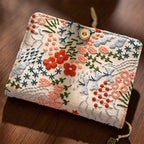 A6 Lin Coton Brodé Carnet Rechargeable, Couverture Tissu Floral, Feuilles Mobiles 90 Feuilles