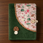 Couverture en velours côtelé A5 A6 classeur journal, carnet de notes champignons illustration ville vintage, agenda à feuilles mobiles, cahier d'écriture