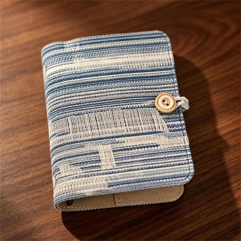 Carnet de notes M5 en tissu de coton avec anneaux à feuilles mobiles 1,5 cm et 2 cm, journal vierge, papier Dowling 100 g/m², pages 6,7 × 10,5 cm