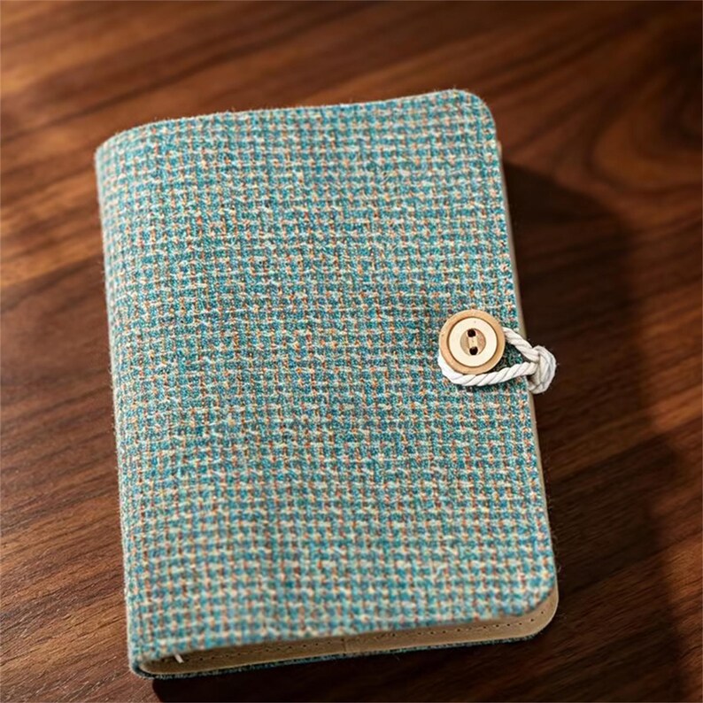 Carnet de notes M5 en tissu de coton avec anneaux à feuilles mobiles 1,5 cm et 2 cm, journal vierge, papier Dowling 100 g/m², pages 6,7 × 10,5 cm