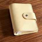 Carnet de notes M5 à anneaux et fermeture à pression en cuir PU souple, format de poche, rechargeable, mini-journal portable avec passant pour stylo