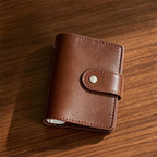 Carnet de notes M5 à anneaux et fermeture à pression en cuir PU souple, format de poche, rechargeable, mini-journal portable avec passant pour stylo
