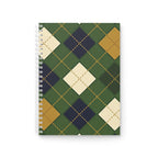 Cahier à spirales en tricot à motifs de losanges, vert forêt crème bleu marine