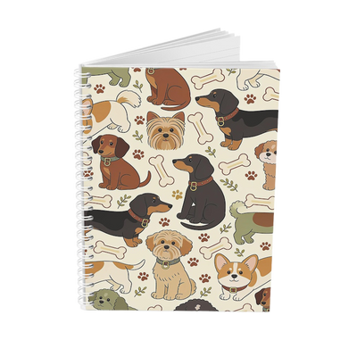 Cahier ligné vintage avec illustration de chiens, journal à spirales, cadeau pour amoureux des chiens