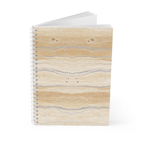 Cahier à spirales en travertin, journal avec lignes minimalistes, accessoire de bureau neutre