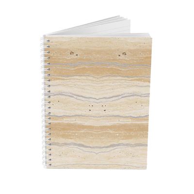 Cahier à spirales en travertin, journal avec lignes minimalistes, accessoire de bureau neutre