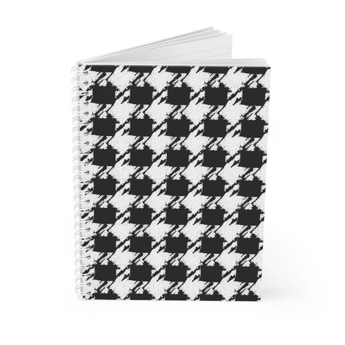 Cahier à spirales pied-de-poule noir crème, carnet à carreaux, 80 pages
