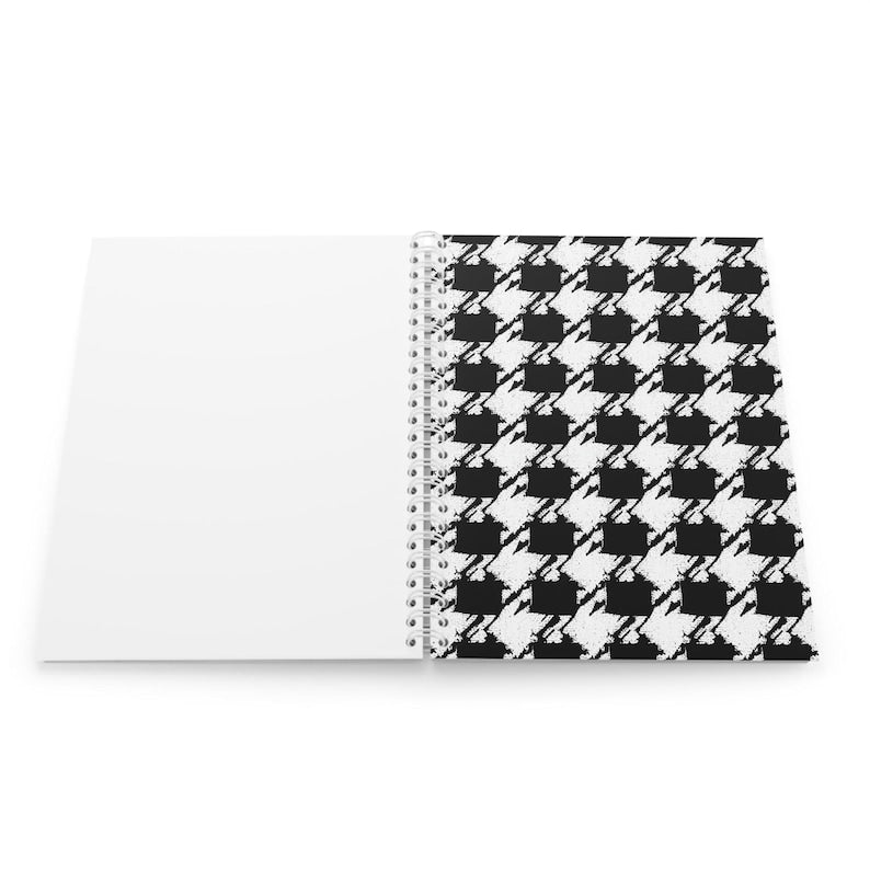 Cahier à spirales pied-de-poule noir crème, carnet à carreaux, 80 pages