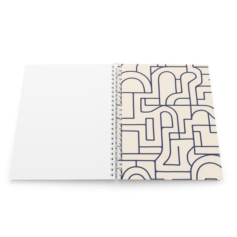 Cahier à spirales géométriques bleu marine, décoration de bureau moderne