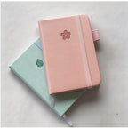 Carnet A7 Couverture Rigide Cuir PU Rose Poudré Menthe avec Élastique