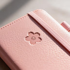Carnet A7 Couverture Rigide Cuir PU Rose Poudré Menthe avec Élastique