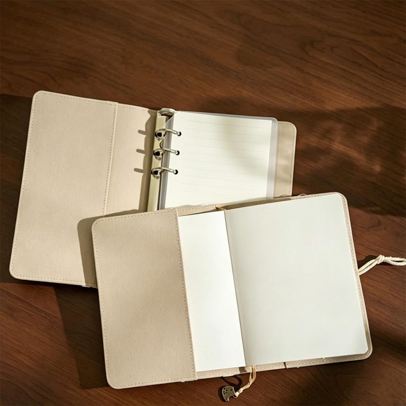 A6 Lin Coton Brodé Carnet Rechargeable, Couverture Tissu Floral, Feuilles Mobiles 90 Feuilles