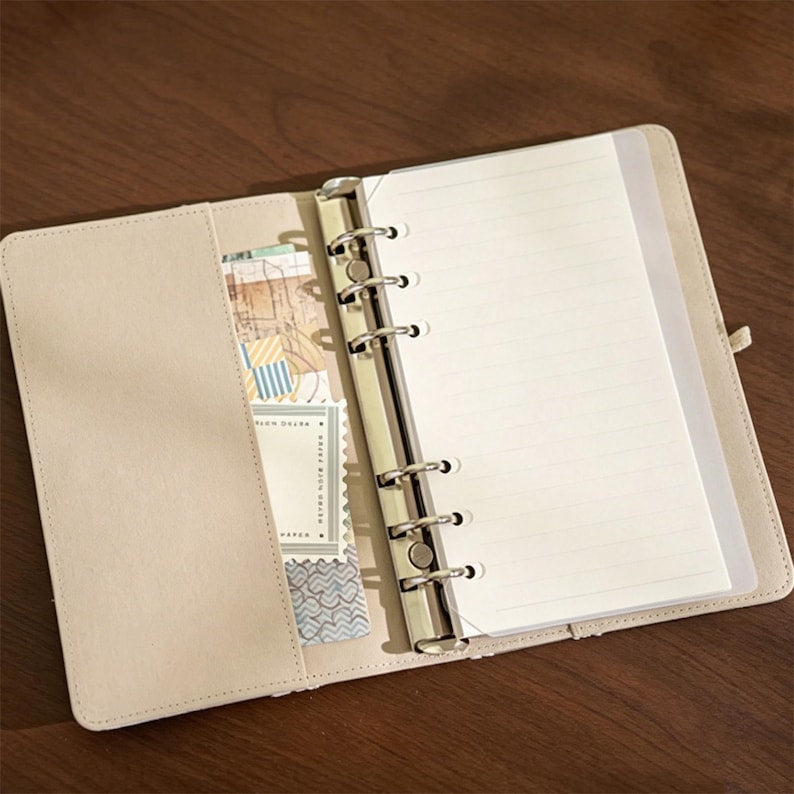A6 Lin Coton Brodé Carnet Rechargeable, Couverture Tissu Floral, Feuilles Mobiles 90 Feuilles
