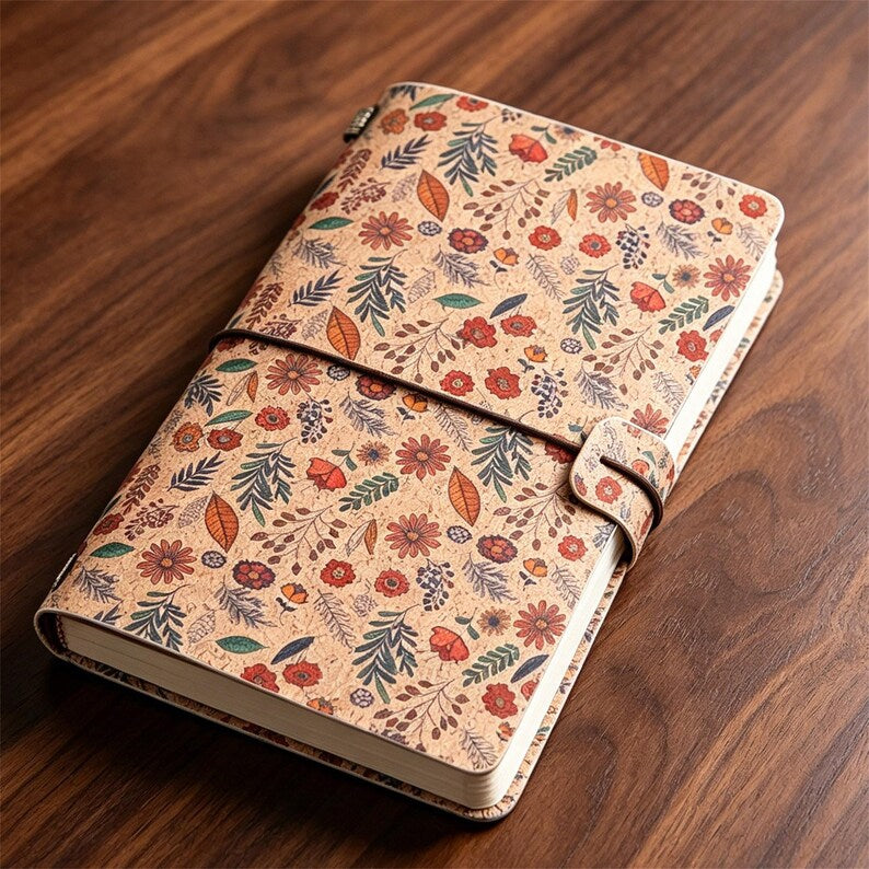 Carnet de notes vintage A6 en cuir synthétique polyuréthane, journal souple avec breloques en bronze antique, inserts rechargeables