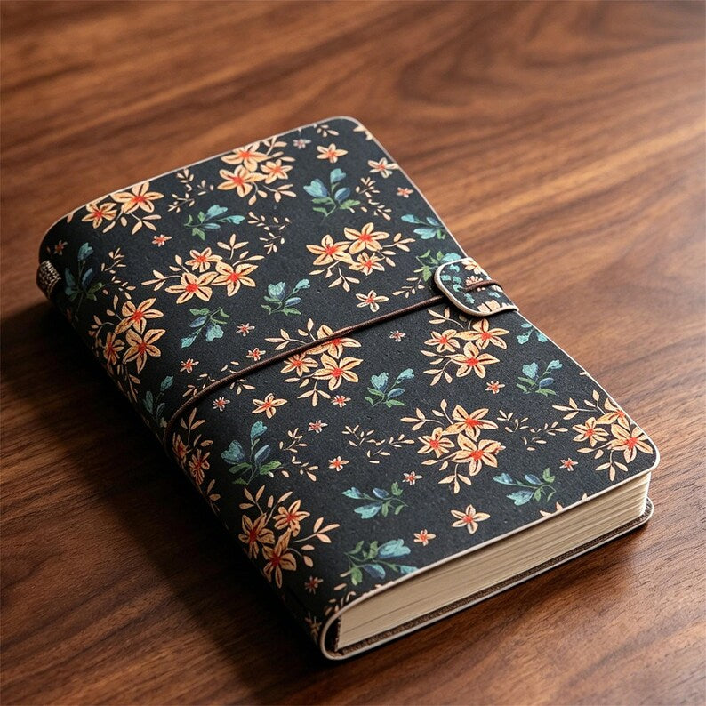 Carnet de notes vintage A6 en cuir synthétique polyuréthane, journal souple avec breloques en bronze antique, inserts rechargeables