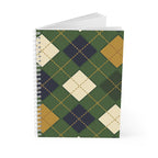 Cahier à spirales en tricot à motifs de losanges, vert forêt crème bleu marine
