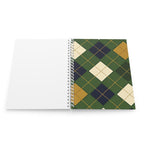 Cahier à spirales en tricot à motifs de losanges, vert forêt crème bleu marine