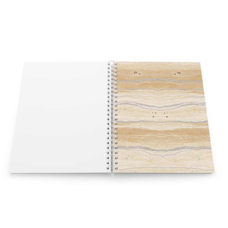 Cahier à spirales en travertin, journal avec lignes minimalistes, accessoire de bureau neutre