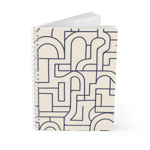 Cahier à spirales géométriques bleu marine, décoration de bureau moderne